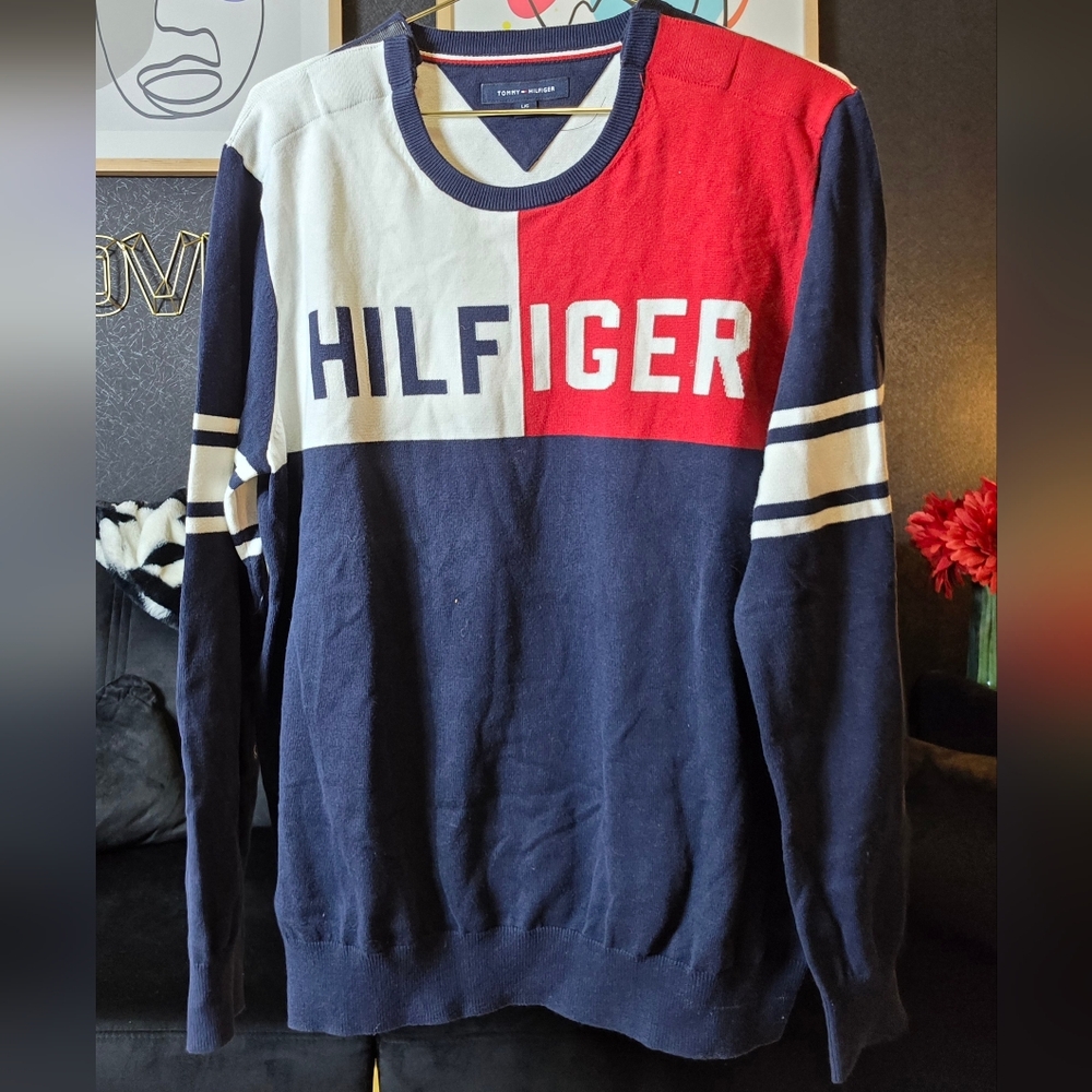 Tommy Hilfiger Men's Bedford Colorblocked Logo Sweater Size Large